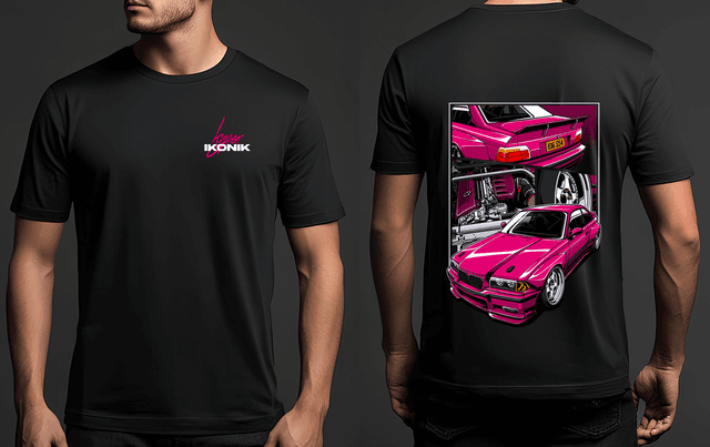 Premium Black Tee | BMW E36 - Pink